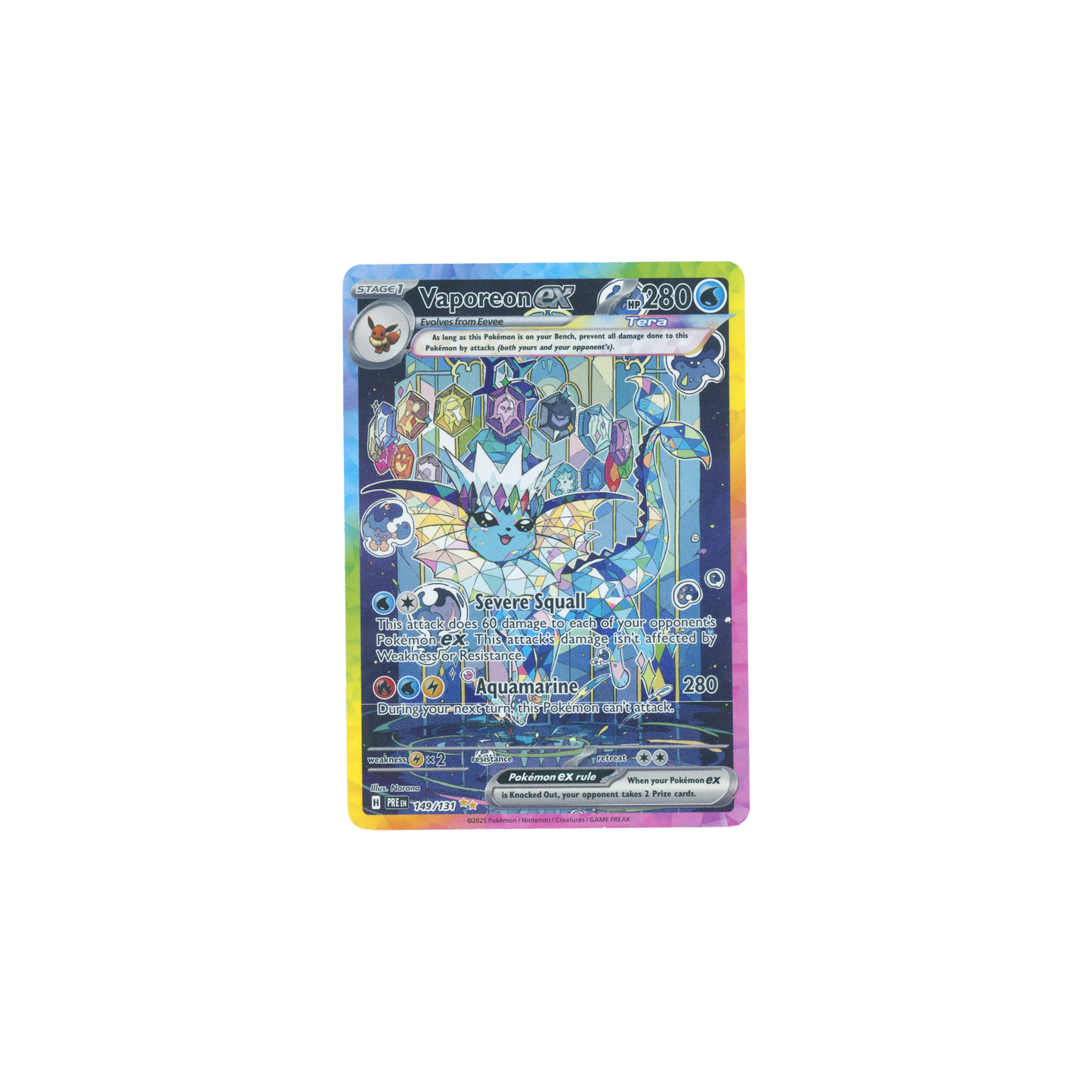 Pokemon Card Prismatic Evolution 149/131 Vaporeon Ex SAR English TCG