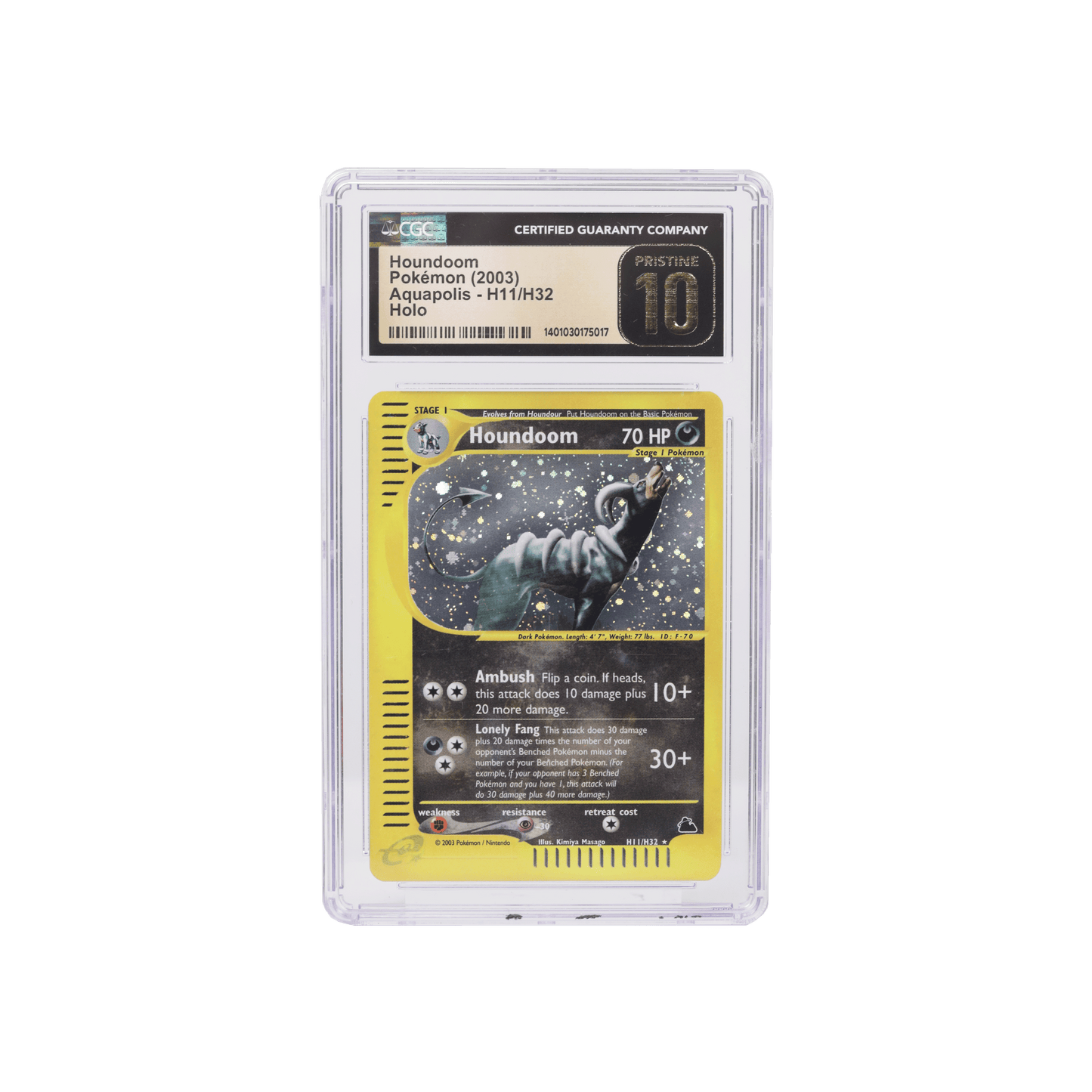 2003 POKEMON AQUAPOLIS HOUNDOOM HOLO PRISTINE 10 CGC