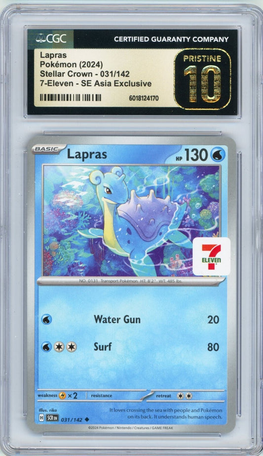 Lapras 031/142 7-Eleven SE Asia Exclusive CGC Pristine 10 2024 English POP 1
